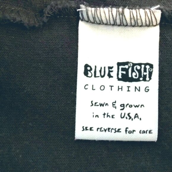 BLUE FISH 1998 Macro Flower Tee Gray Organic Cotton Shirt Women Lagenlook M USA - Picture 5 of 8